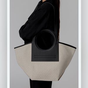 Canvas black-White Cala woman faux leather large shoulder bag bohemian casual